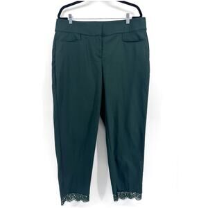 Lane Bryant The Allie Pant Size 16 Lace Hem Hunter Green Business Casual Office